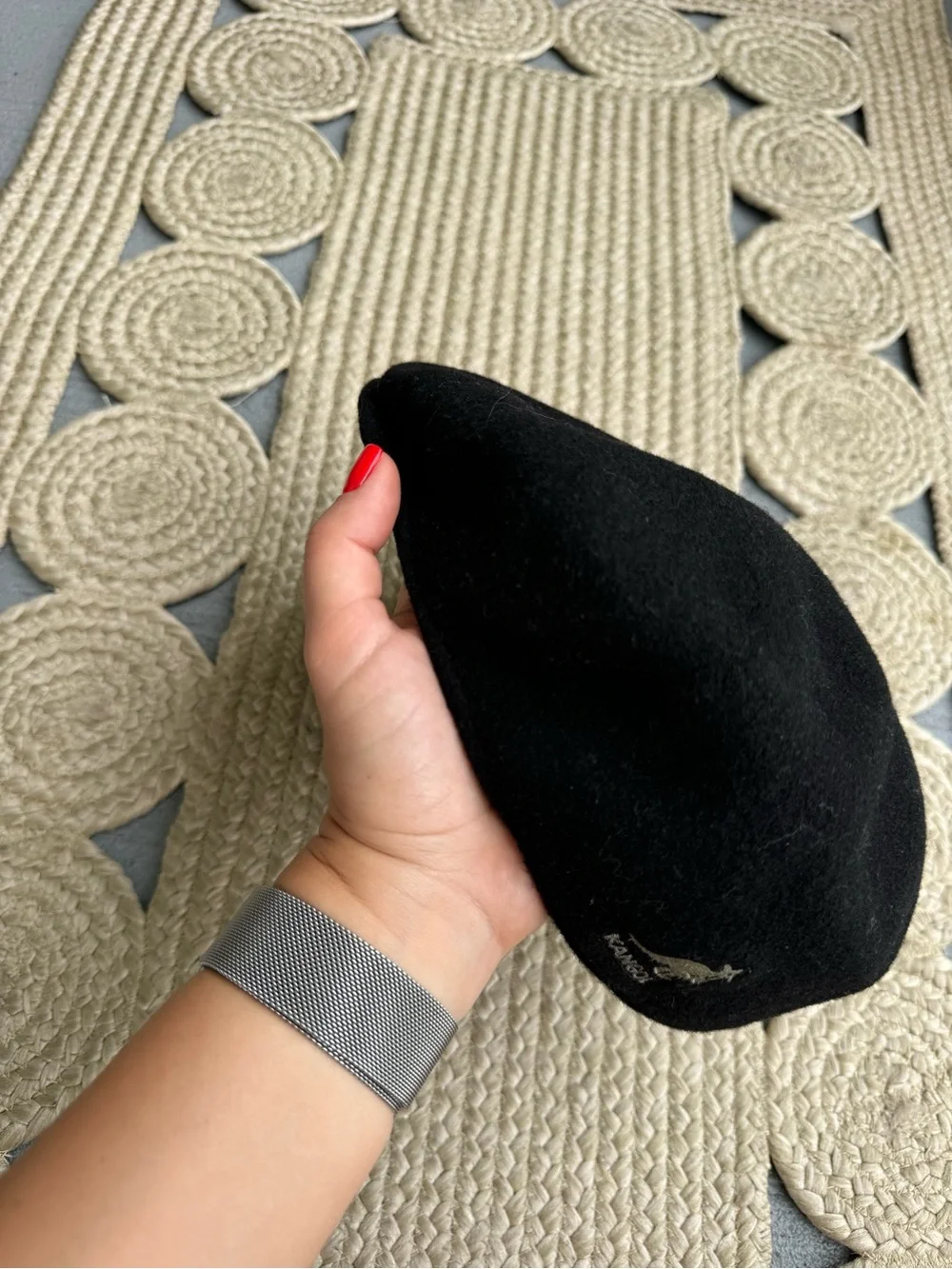 Kangol Wool 504 Black Flat Cap Beret Hat Size Large